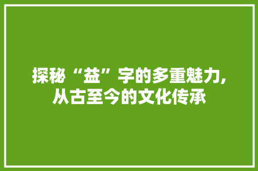 探秘“益”字的多重魅力,从古至今的文化传承