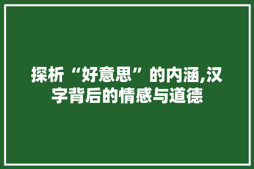 探析“好意思”的内涵,汉字背后的情感与道德