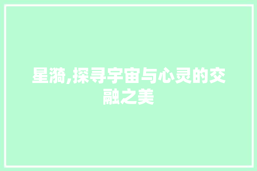 星漪,探寻宇宙与心灵的交融之美