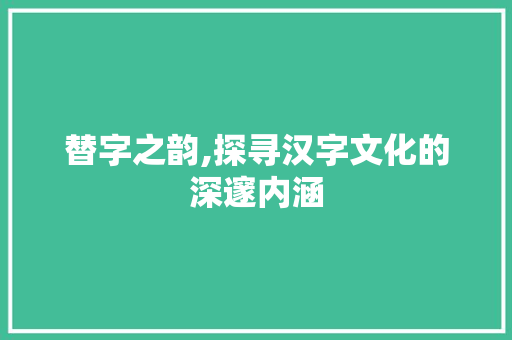 替字之韵,探寻汉字文化的深邃内涵