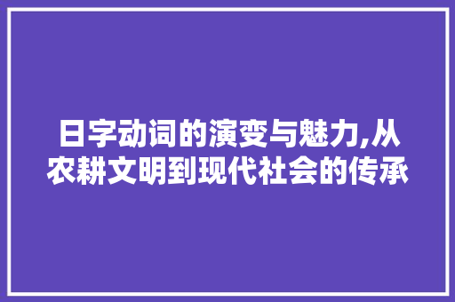 日字动词的演变与魅力,从农耕文明到现代社会的传承