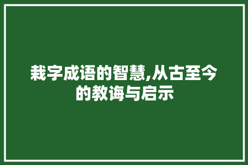 栽字成语的智慧,从古至今的教诲与启示
