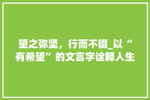 望之弥坚,行而不辍_以“有希望”的文言字诠释人生奋斗之路