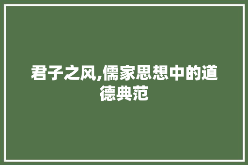 君子之风,儒家思想中的道德典范