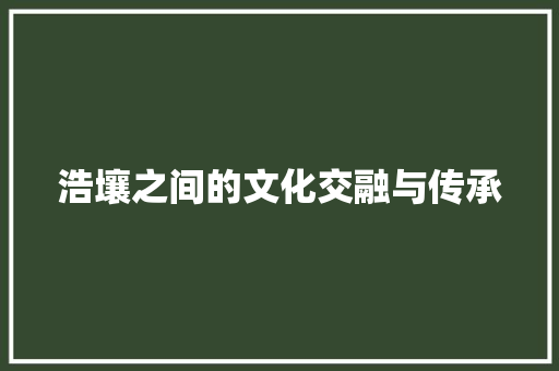 浩壤之间的文化交融与传承