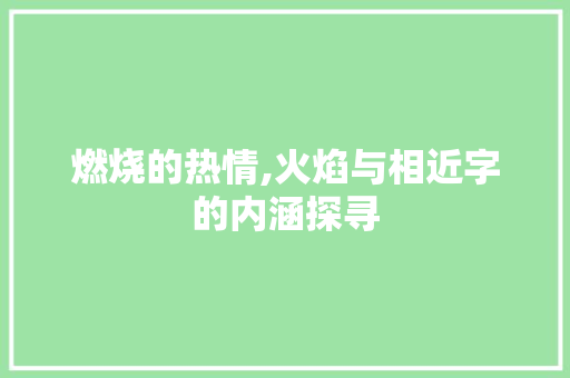 燃烧的热情,火焰与相近字的内涵探寻