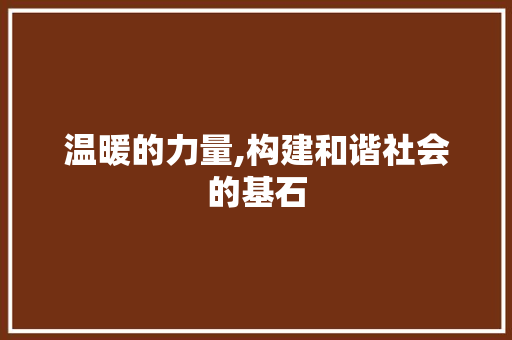 温暖的力量,构建和谐社会的基石