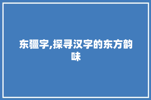 东疆字,探寻汉字的东方韵味