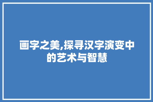 画字之美,探寻汉字演变中的艺术与智慧
