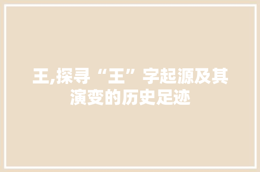 王,探寻“王”字起源及其演变的历史足迹