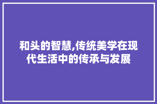 和头的智慧,传统美学在现代生活中的传承与发展