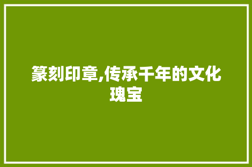 篆刻印章,传承千年的文化瑰宝