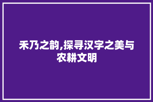 禾乃之韵,探寻汉字之美与农耕文明