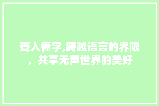 聋人懂字,跨越语言的界限，共享无声世界的美好
