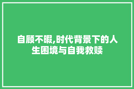 自顾不暇,时代背景下的人生困境与自我救赎