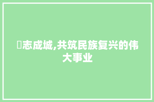 衆志成城,共筑民族复兴的伟大事业