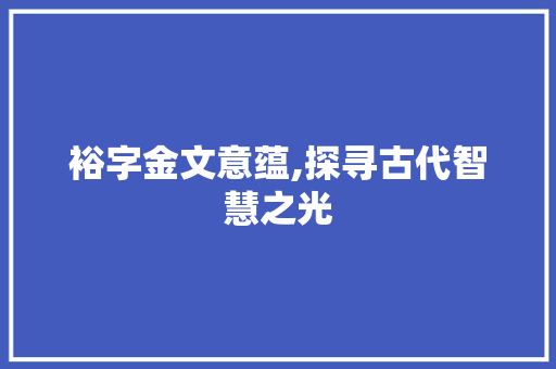 裕字金文意蕴,探寻古代智慧之光