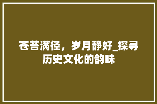 苍苔满径，岁月静好_探寻历史文化的韵味