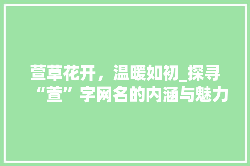 萱草花开，温暖如初_探寻“萱”字网名的内涵与魅力
