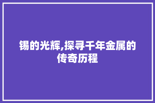 锡的光辉,探寻千年金属的传奇历程