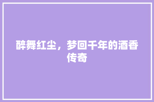 醉舞红尘,梦回千年的酒香传奇