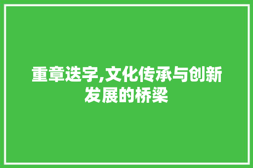 重章迭字,文化传承与创新发展的桥梁