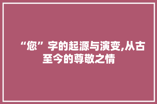 “您”字的起源与演变,从古至今的尊敬之情