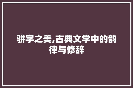 骈字之美,古典文学中的韵律与修辞