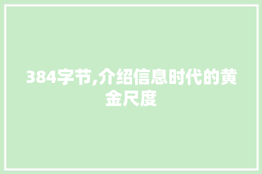 384字节,介绍信息时代的黄金尺度