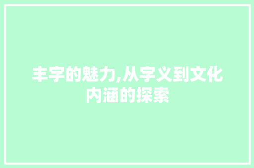 丰字的魅力,从字义到文化内涵的探索