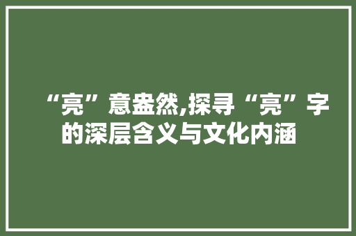 “亮”意盎然,探寻“亮”字的深层含义与文化内涵