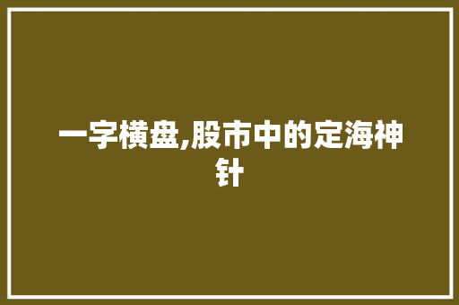 一字横盘,股市中的定海神针