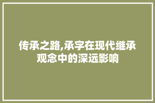 传承之路,承字在现代继承观念中的深远影响