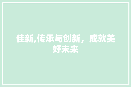 佳新,传承与创新，成就美好未来