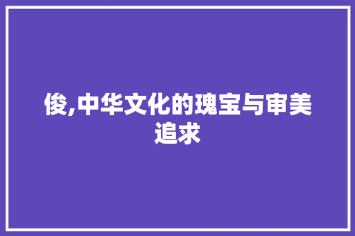 俊,中华文化的瑰宝与审美追求