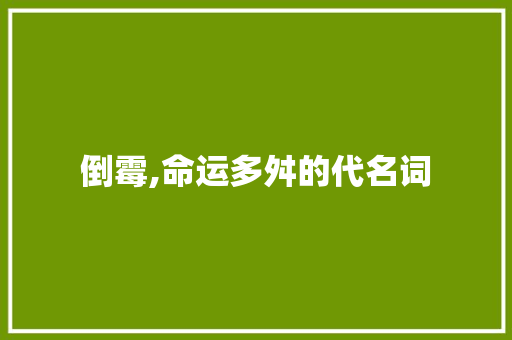 倒霉,命运多舛的代名词