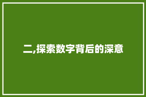 二,探索数字背后的深意