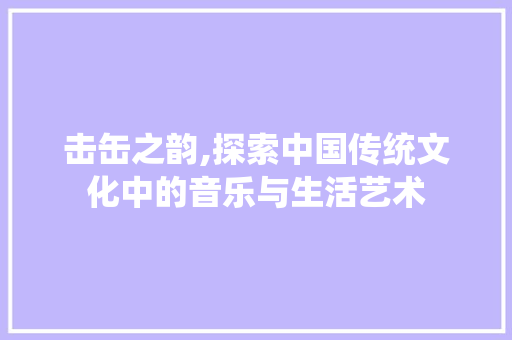 击缶之韵,探索中国传统文化中的音乐与生活艺术