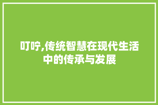 叮咛,传统智慧在现代生活中的传承与发展