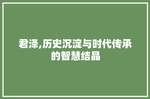 君泽,历史沉淀与时代传承的智慧结晶