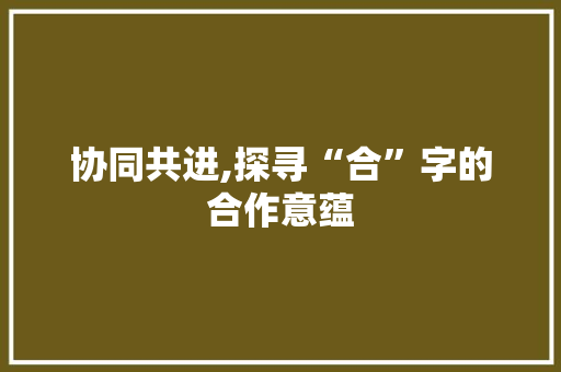 协同共进,探寻“合”字的合作意蕴