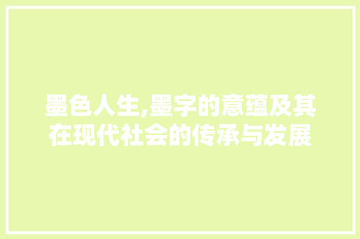 墨色人生,墨字的意蕴及其在现代社会的传承与发展