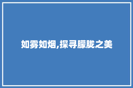如雾如烟,探寻朦胧之美
