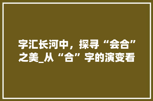 字汇长河中，探寻“会合”之美_从“合”字的演变看中华文化的凝聚力
