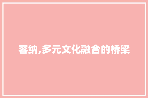 容纳,多元文化融合的桥梁