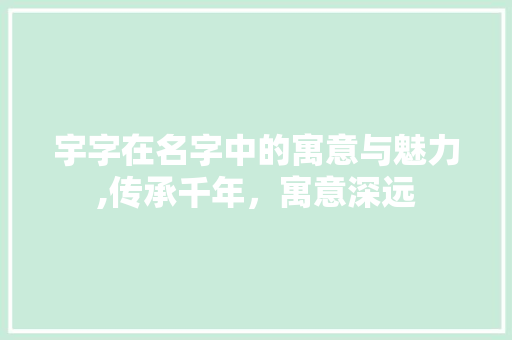 宇字在名字中的寓意与魅力,传承千年，寓意深远