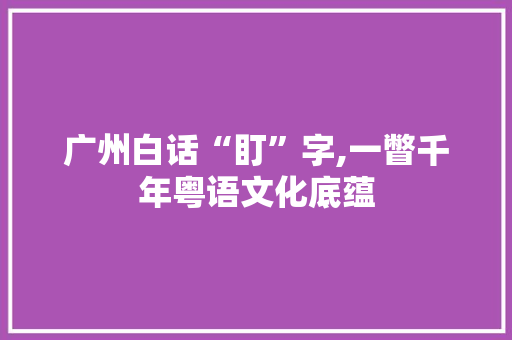 广州白话“盯”字,一瞥千年粤语文化底蕴