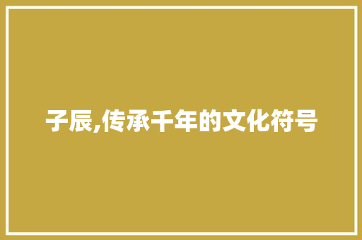 子辰,传承千年的文化符号