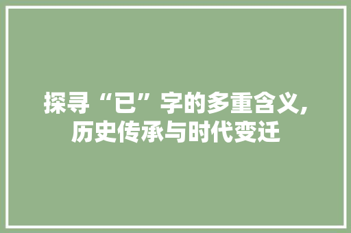 探寻“已”字的多重含义,历史传承与时代变迁