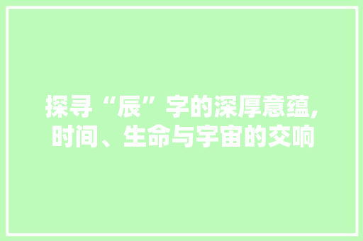探寻“辰”字的深厚意蕴,时间、生命与宇宙的交响